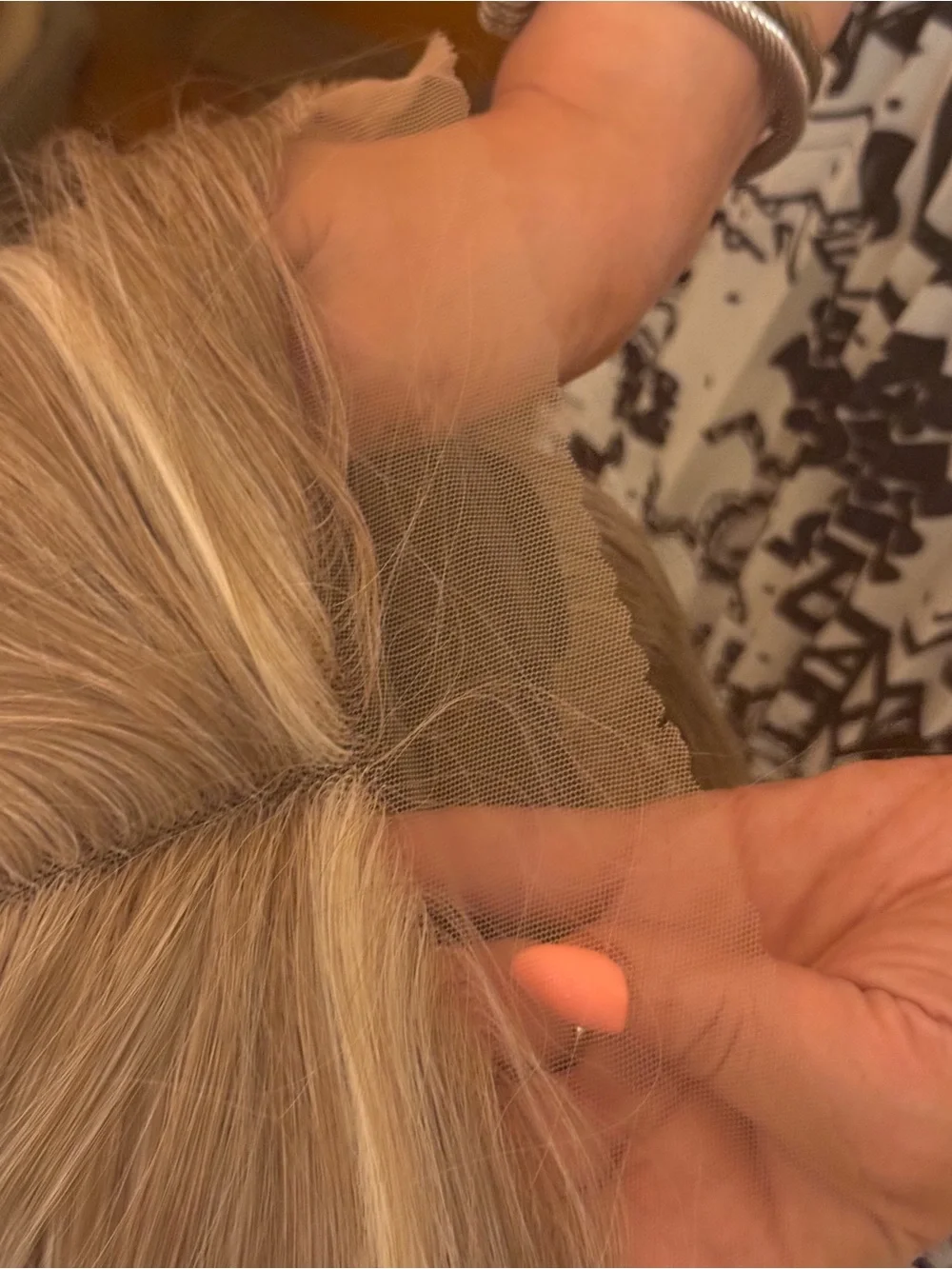 Lace Front Layered Blond/Ash Blond Synthetic Straight Wig Middle Part One Size